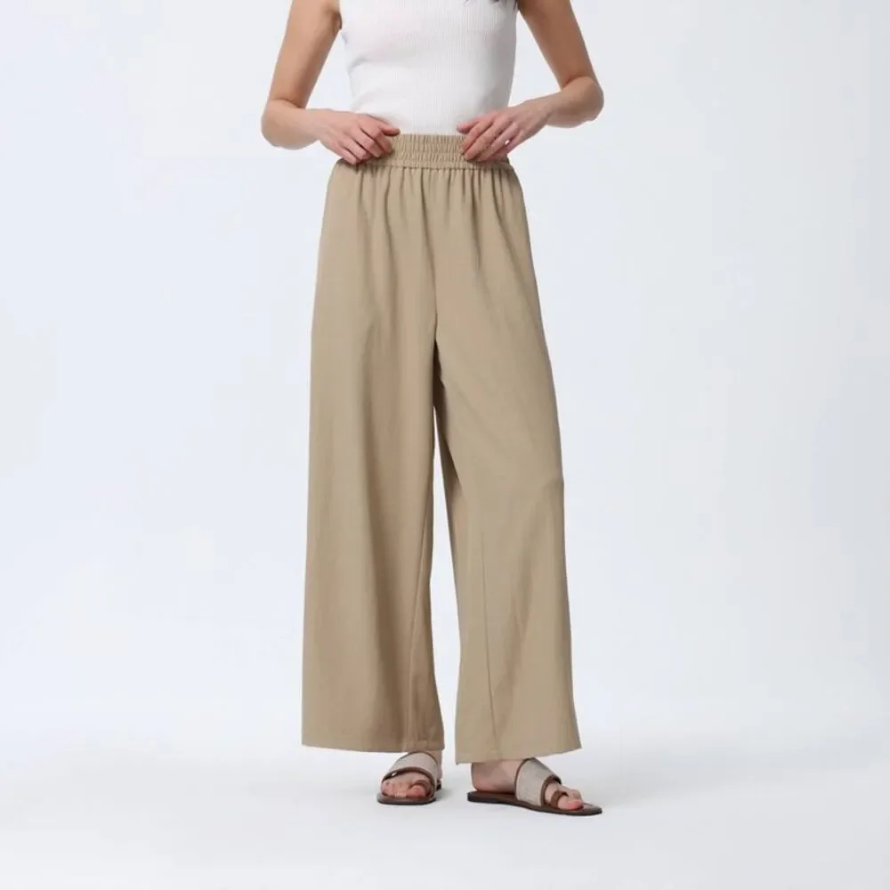 Women's Super-High Rise Wide Leg Ankle Length Pull-On Pants - A New Day Khaki S